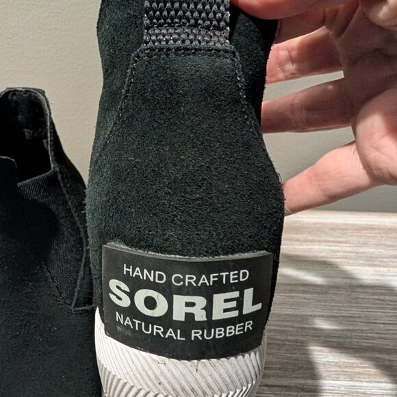 SOREL Out N About Slip-On Wedge Booties Black Suede Sneaker Ankle Boots Size 6 - Picture 4 of 15